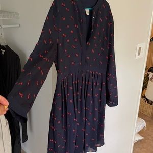 J. Crew navy dress with red design